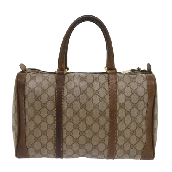 GUCCI GG Canvas Boston Bag PVC Beige Auth 65579 - Picture 13 of 16